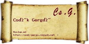 Csák Gergő névjegykártya